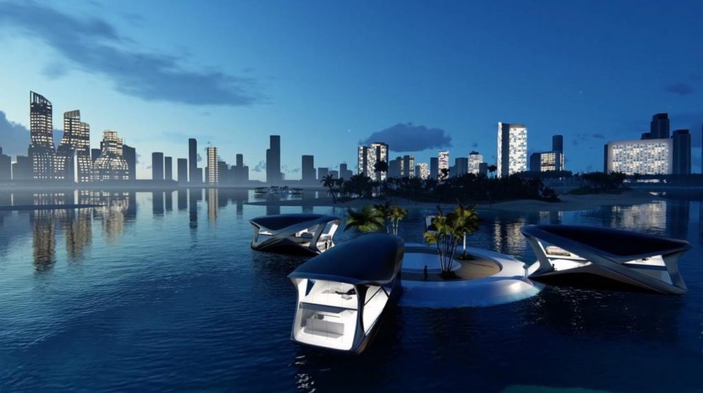 Casas flotantes en el oceano